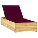 Leżak z poduszką w kolorze wina, impregnowane drewno sosnowe Lumarko!