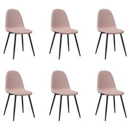 Krzesła stołowe, 6 szt., różowe, obite aksamitem Lumarko!