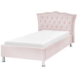 Łóżko welurowe 90 x 200 cm różowe METZ Lumarko!
