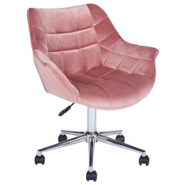 Krzesło biurowe regulowane welurowe różowe LABELLE Lumarko!