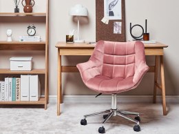 Krzesło biurowe regulowane welurowe różowe LABELLE Lumarko!