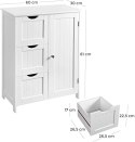 Szafka łazienkowa, szafka podłogowa z 3 dużymi szufladami i 1 regulowana półka, 60 x 30 x 81 cm, biały BBC49WT