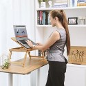 Bambusowe biurko laptopa, składany stół do łóżka, sofa regulowana wysokość, z 5 kątami przechylania, otworami powietrza, małą sz