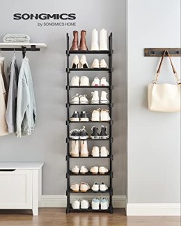 Stojak na buty, 10-poziomowy metalowy organizator buta, konfigurowalna konstrukcja, metalowa rama, stojak na oszczędzanie przest