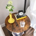 Stół boczny, okrągły stół ze stalową ramą, do salonu, sypialni, prostego montażu, przemysłowego, rustykalnego brązu i czarnego L