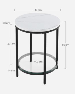 Stół boczny stolik 2 -poziomowy drewniany wióra wióra Temperowane szklane badanie salonu Małe przestrzenie nowoczesne białe marm