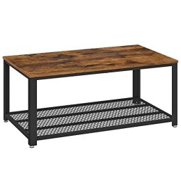 Stół do kawy, stół koktajlowy, łatwy w montażu, przemysłowy stół boczny, sypialnia, z metalową ramą, z półką do przechowywania, 