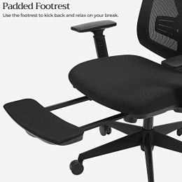 Ergonomiczne krzesło biurowe z podnóżkiem, krzesło biurkowe z podparciem lędźwiowym, regulowany zagłówek i podłokietnik, regulac