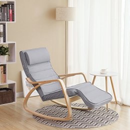 Krzesło bujane - krzesło do salonu., Jasnoszary, 65 x 125 x 90 cm