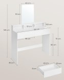 Toaletka z dużyi lusterem i 2 szuflady 3 Otwarte przedziały kosmetyczny stół nowoczesny biały