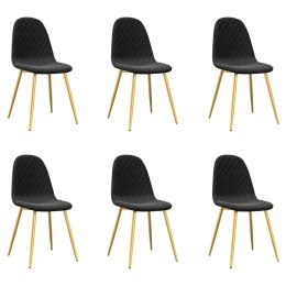 Krzesła stołowe, 6 szt., czarne, obite aksamitem Lumarko!
