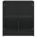 Szafka ze szklanymi drzwiami, czarna, 68x37x75,5 cm Lumarko!