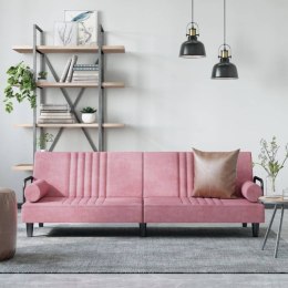 Rozkładana kanapa z podłokietnikami, różowa, aksamitna Lumarko!