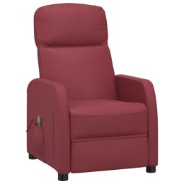 Fotel masujący, winna czerwień, obity sztuczną skórą Lumarko!