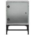 Szafka nocna ze szklanymi drzwiami, szarość betonu, 35x37x50 cm Lumarko!