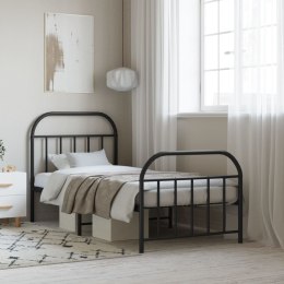 Metalowa rama łóżka z wezgłowiem i zanóżkiem, czarna, 80x200 cm Lumarko!