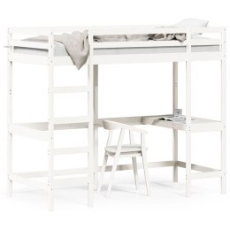 Łóżko na antresoli, z biurkiem, białe, 100x200 cm, sosnowe Lumarko!