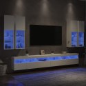 7-częściowy zestaw ściennych szafek TV z oświetleniem LED, biały Lumarko!