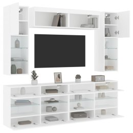 6-cz. zestaw szafek TV z oświetleniem LED, biały Lumarko!