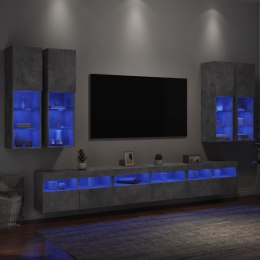 7-częściowy zestaw ściennych szafek TV z LED, szarość betonu Lumarko!