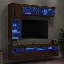 7-częściowy zestaw ściennych szafek TV z LED, brązowy dąb Lumarko!