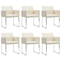 Krzesła stołowe, 6 szt., stylizowane na lniane, białe, tkanina Lumarko!