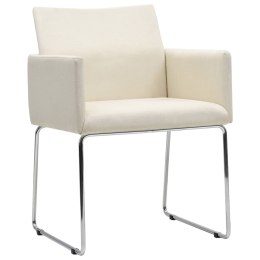 Krzesła stołowe, 6 szt., stylizowane na lniane, białe, tkanina Lumarko!