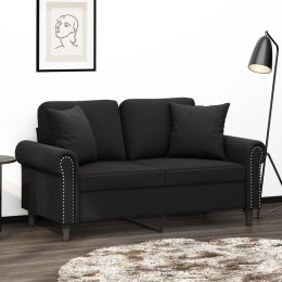 2-osobowa sofa z poduszkami, czarna, 120 cm, aksamit Lumarko!