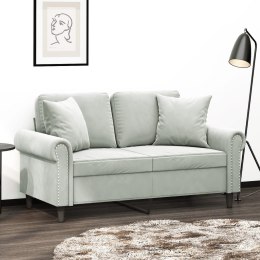 2-osobowa sofa z poduszkami, jasnoszara, 120 cm, aksamit Lumarko!