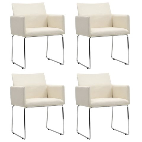 Krzesła stołowe, 4 szt., stylizowane na lniane, białe, tkanina Lumarko!