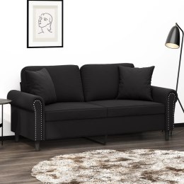 2-osobowa sofa z poduszkami, czarna, 140 cm, aksamit Lumarko!