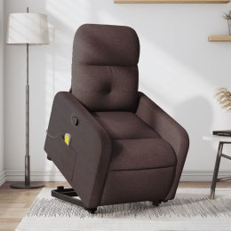 Podnoszony fotel masujący, rozkładany, ciemnobrązowy, tkanina Lumarko!