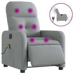 Rozkładany fotel masujący, elektryczny, jasnoszary, tkanina Lumarko!