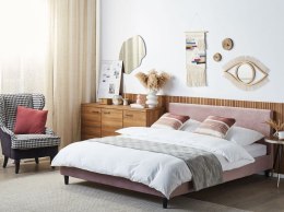 Łóżko welurowe 160 x 200 cm różowe FITOU Lumarko!