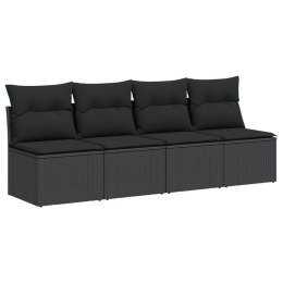 Sofa ogrodowa z poduszkami, 4-osobowa, czarna, polirattan Lumarko!