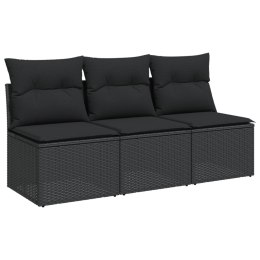 Sofa ogrodowa z poduszkami, 3-osobowa, czarna, polirattan Lumarko!