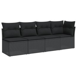 Sofa ogrodowa z poduszkami, 4-osobowa, czarna, polirattan Lumarko!