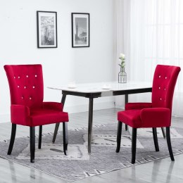 Krzesła stołowe z podłokietnikami, 2 szt., czerwone, aksamitne Lumarko!