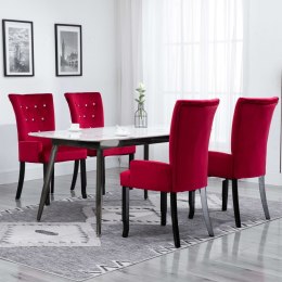Krzesła stołowe z podłokietnikami, 4 szt., czerwone, aksamitne Lumarko!