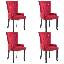 Krzesła stołowe z podłokietnikami, 4 szt., czerwone, aksamitne Lumarko!