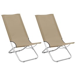 Składane krzesła plażowe, 2 szt., kolor taupe, obite tkaniną Lumarko!