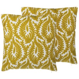 2 poduszki dekoracyjne haftowane 45 x 45 cm żółte PRIMULA Lumarko!