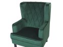Fotel welurowy z podnóżkiem zielony SANDSET Lumarko!