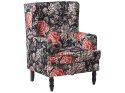 Fotel z podnóżkiem w kwiaty czarny SANDSET Lumarko!