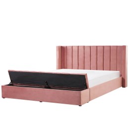Łóżko welurowe z ławką 180 x 200 cm różowe NOYERS Lumarko!