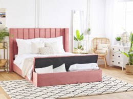 Łóżko welurowe z ławką 180 x 200 cm różowe NOYERS Lumarko!