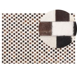 Dywan patchwork skórzany 140 x 200 cm beżowo-brązowy KAYABEY Lumarko!