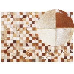 Dywan patchwork skórzany 160 x 230 cm brązowo-biały CAMILI Lumarko!