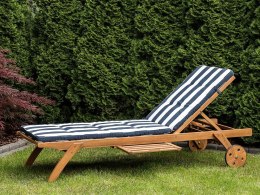 Leżak ogrodowy drewniany z poduszką granatowo-niebieską CESANA Lumarko!