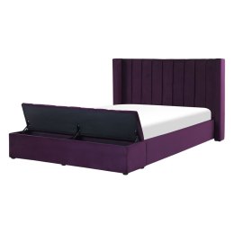 Łóżko welurowe z ławką 140 x 200 cm fioletowe NOYERS Lumarko!